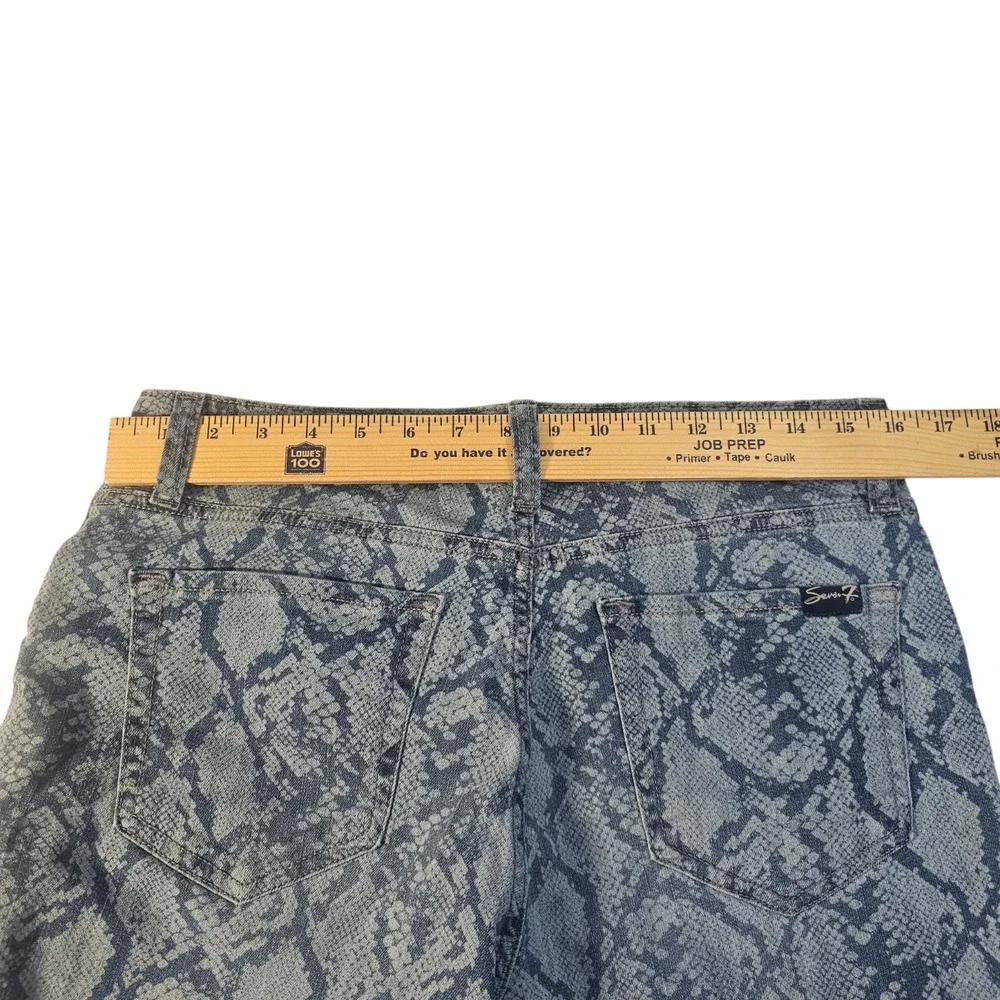 Seven7 Snakeprint Cut-Off Denim‎ Shorts Fray Raw Hem Stretch Casual Blue Size 8